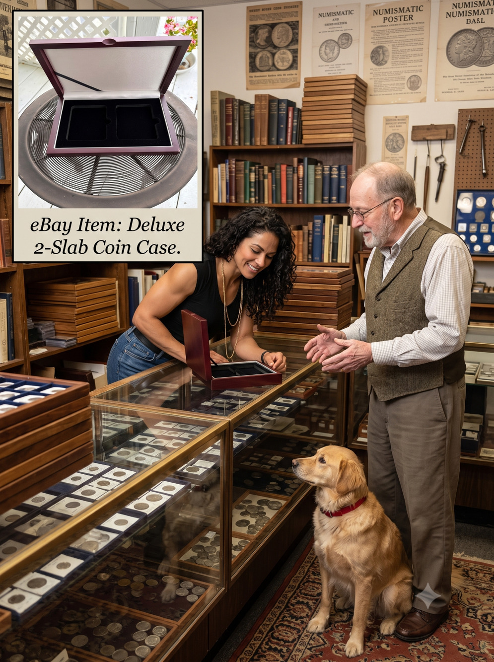 Guardhouse 2-Coin Certified Slab Wood Display Box - Sedona Red Finish
